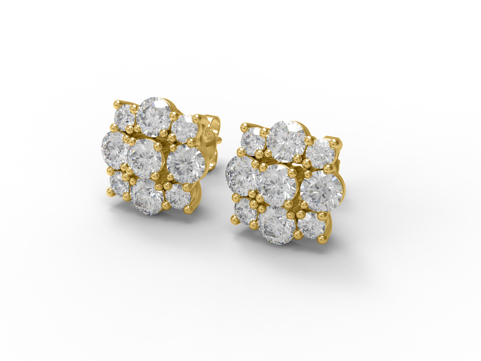 Orecchini a bottone con design floreale scintillante in moissanite - Argento Sterling