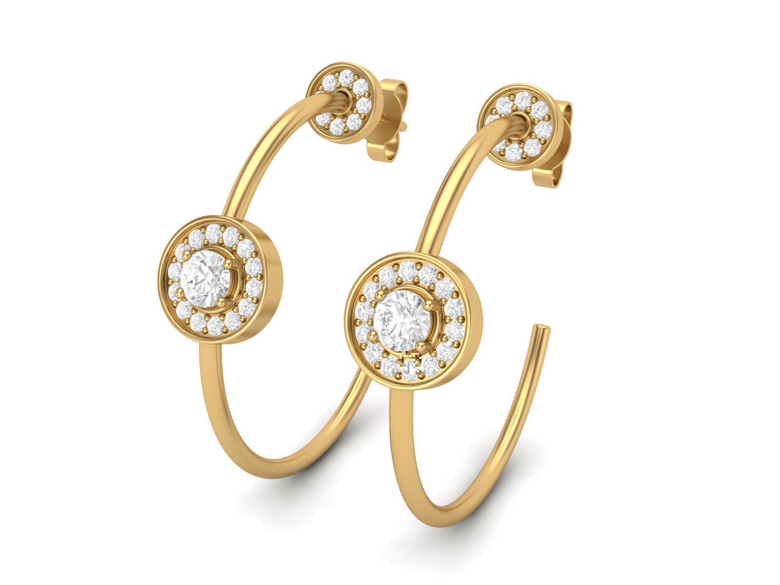 Moissanite 0.78 Ctw Halo Hoop Earrings - 14K Fine Gold