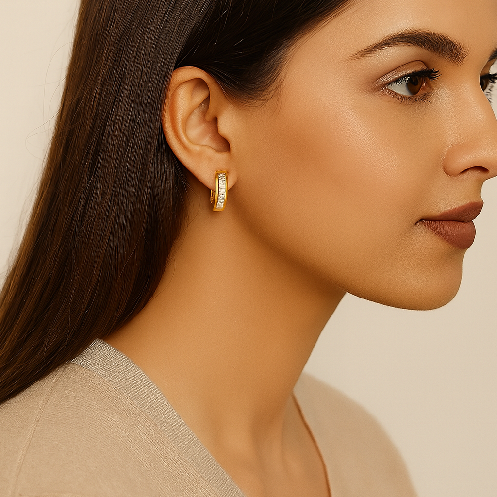 Moissanite 1.5 Ctw Hoop Earrings - 14K Fing Gold