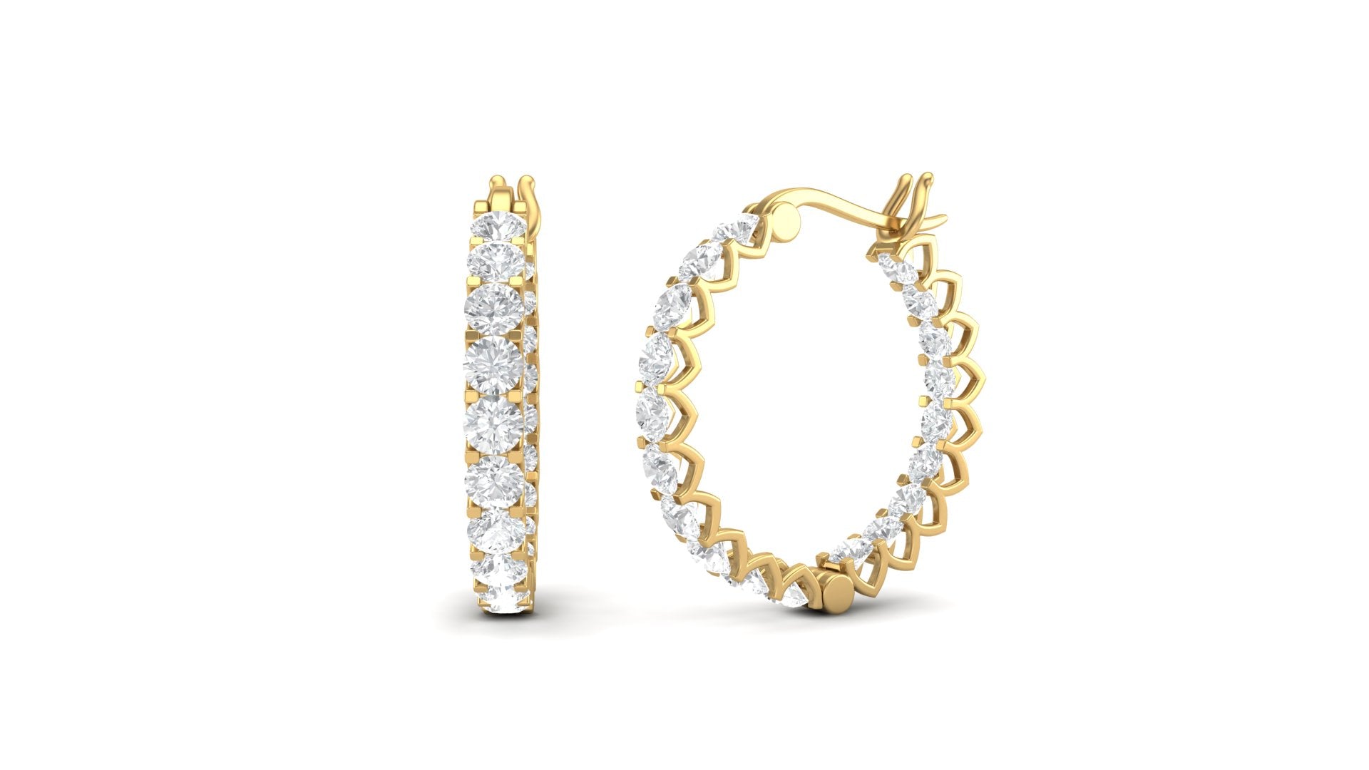 Moissanite Eternity Hoop Earrings - 14K Yellow Gold