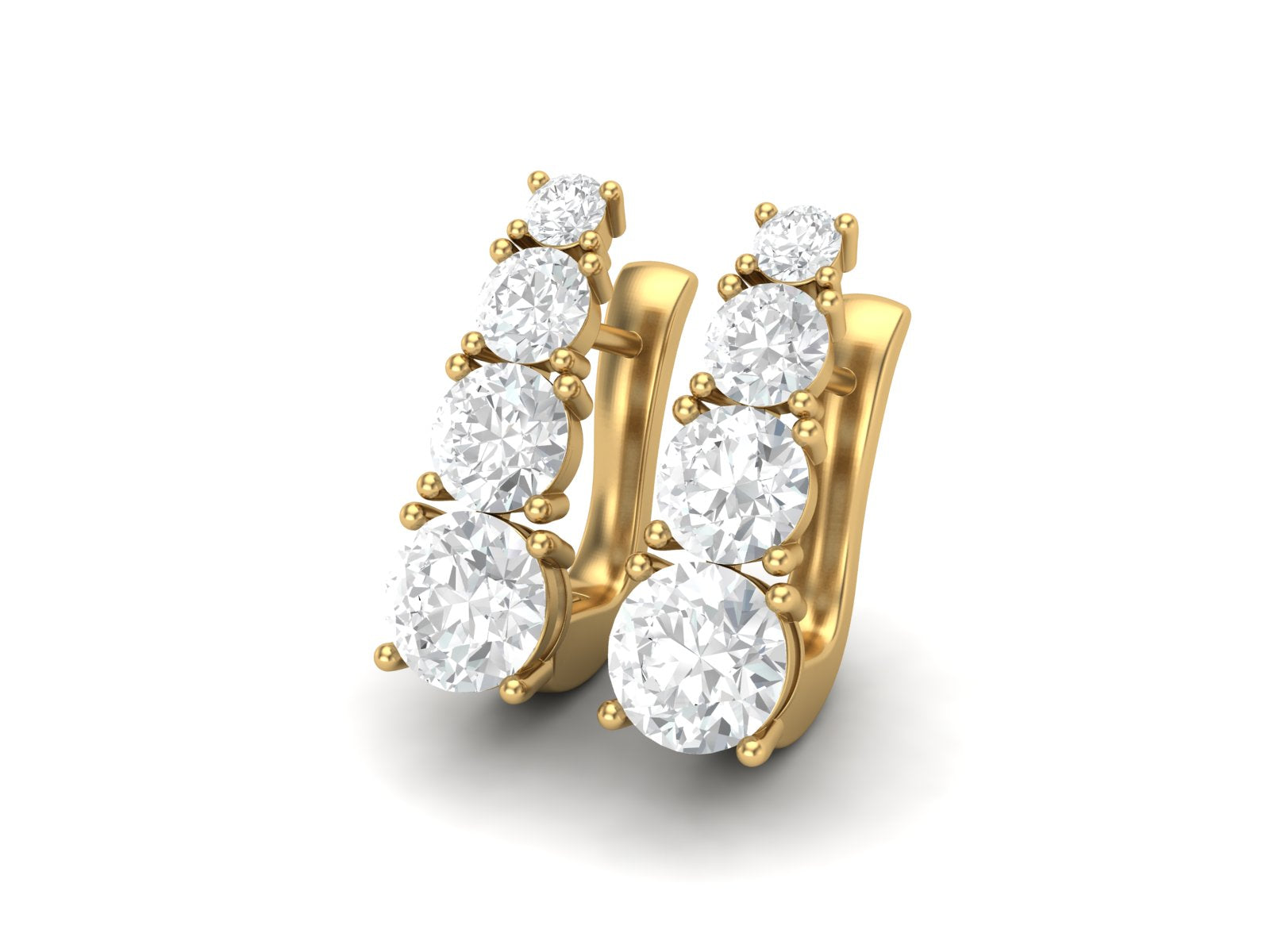 Moissanite 3.2 Ctw Hoop Earrings - 14K Fine Gold