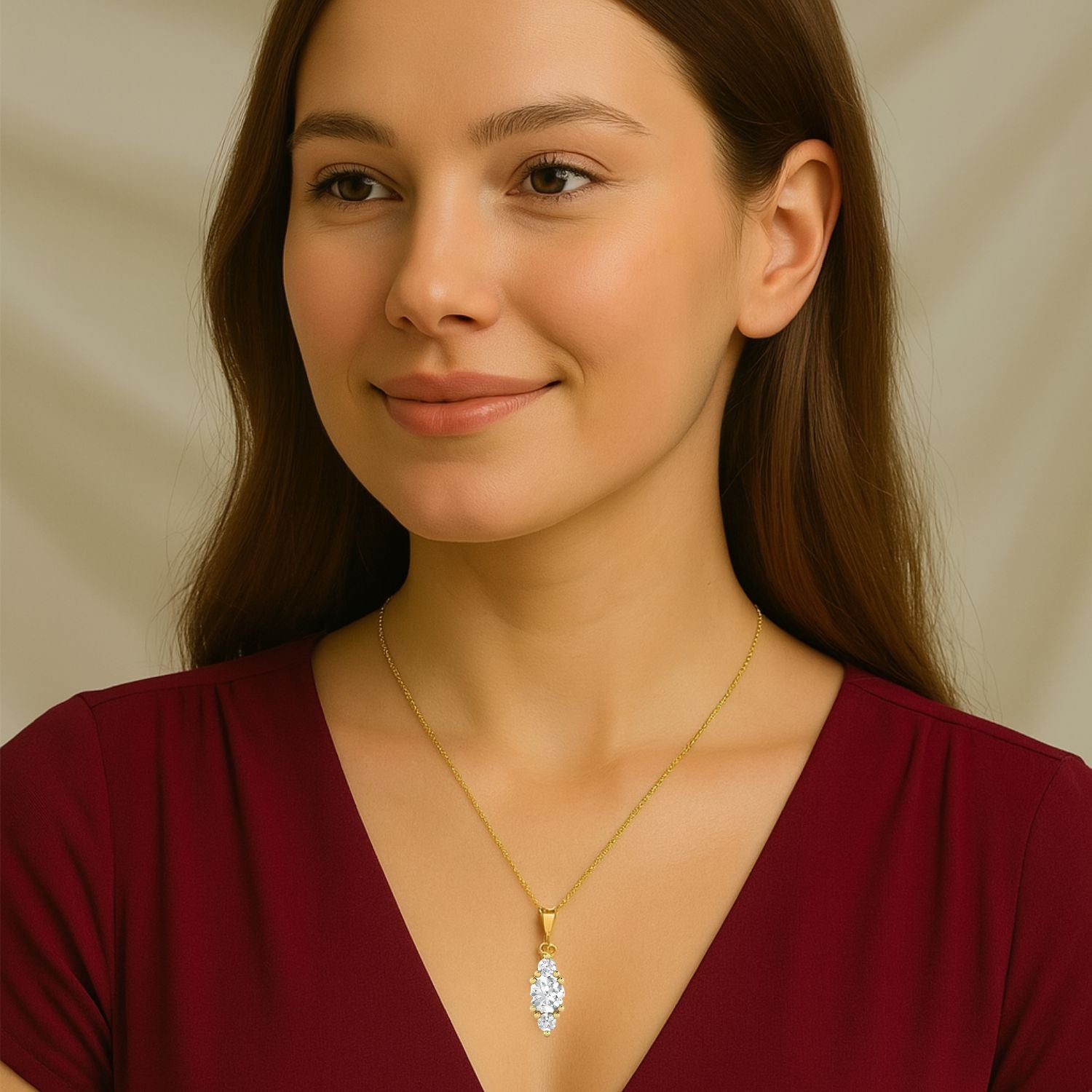 Round Moissanite Cluster Drop Pendant - Sterling Silver