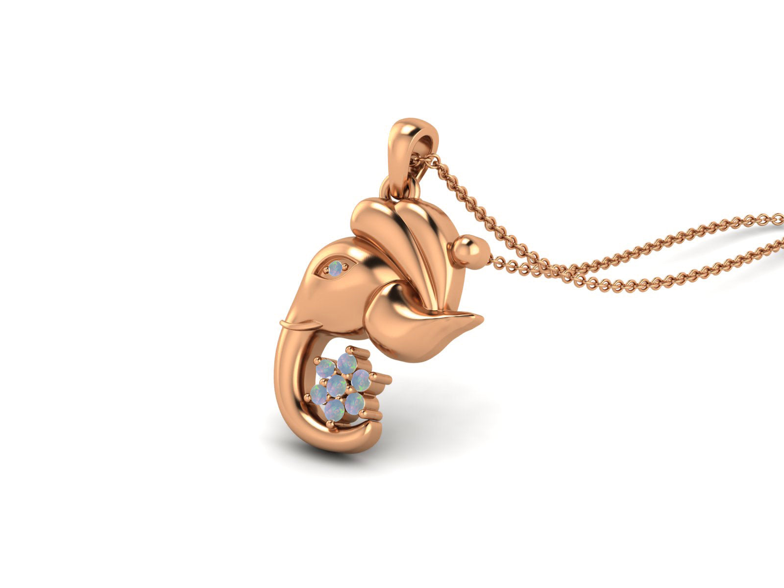 Opal Ganesha Pendant Necklace - Sterling Silver