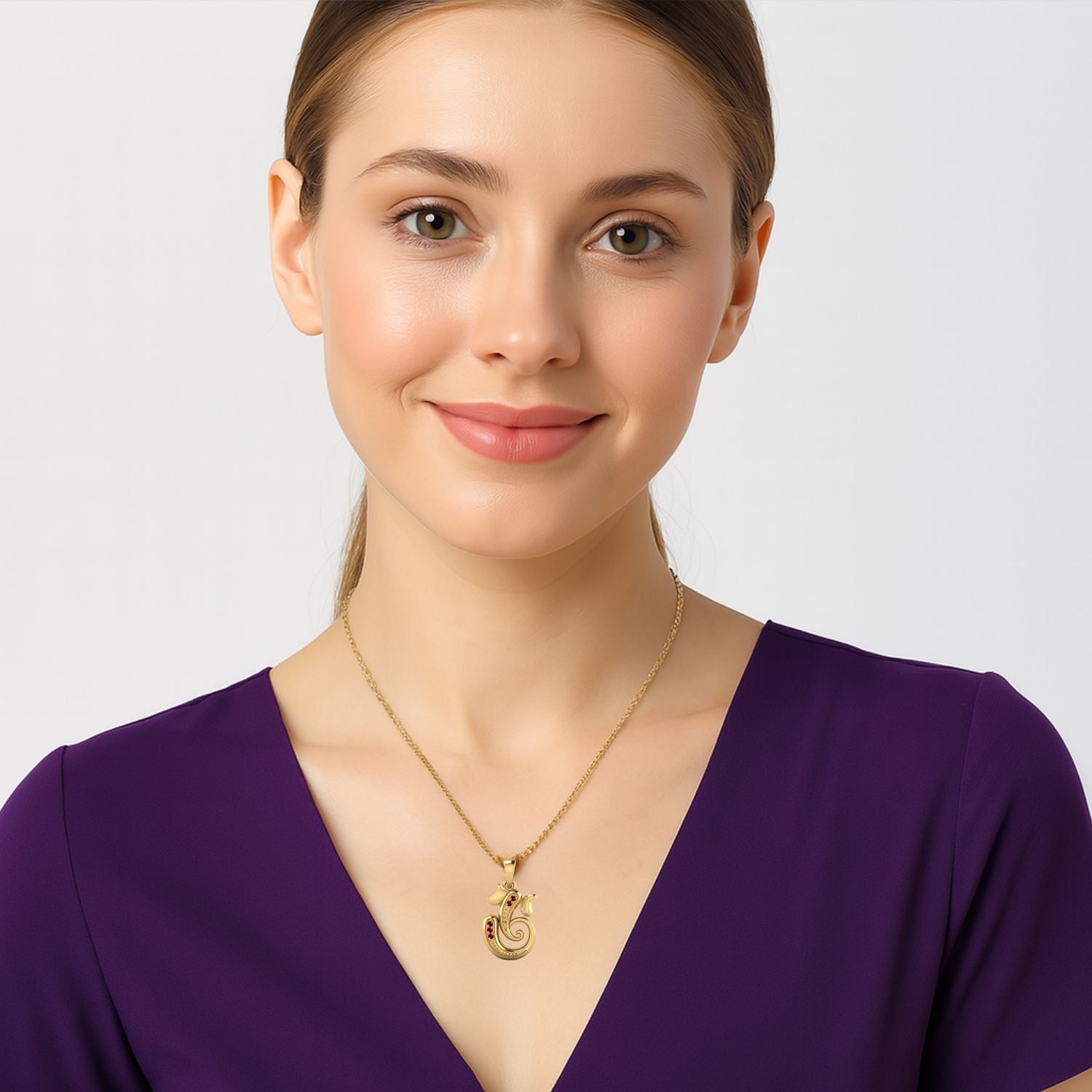 Ruby OM Ganesha Necklace - Sterling Silver