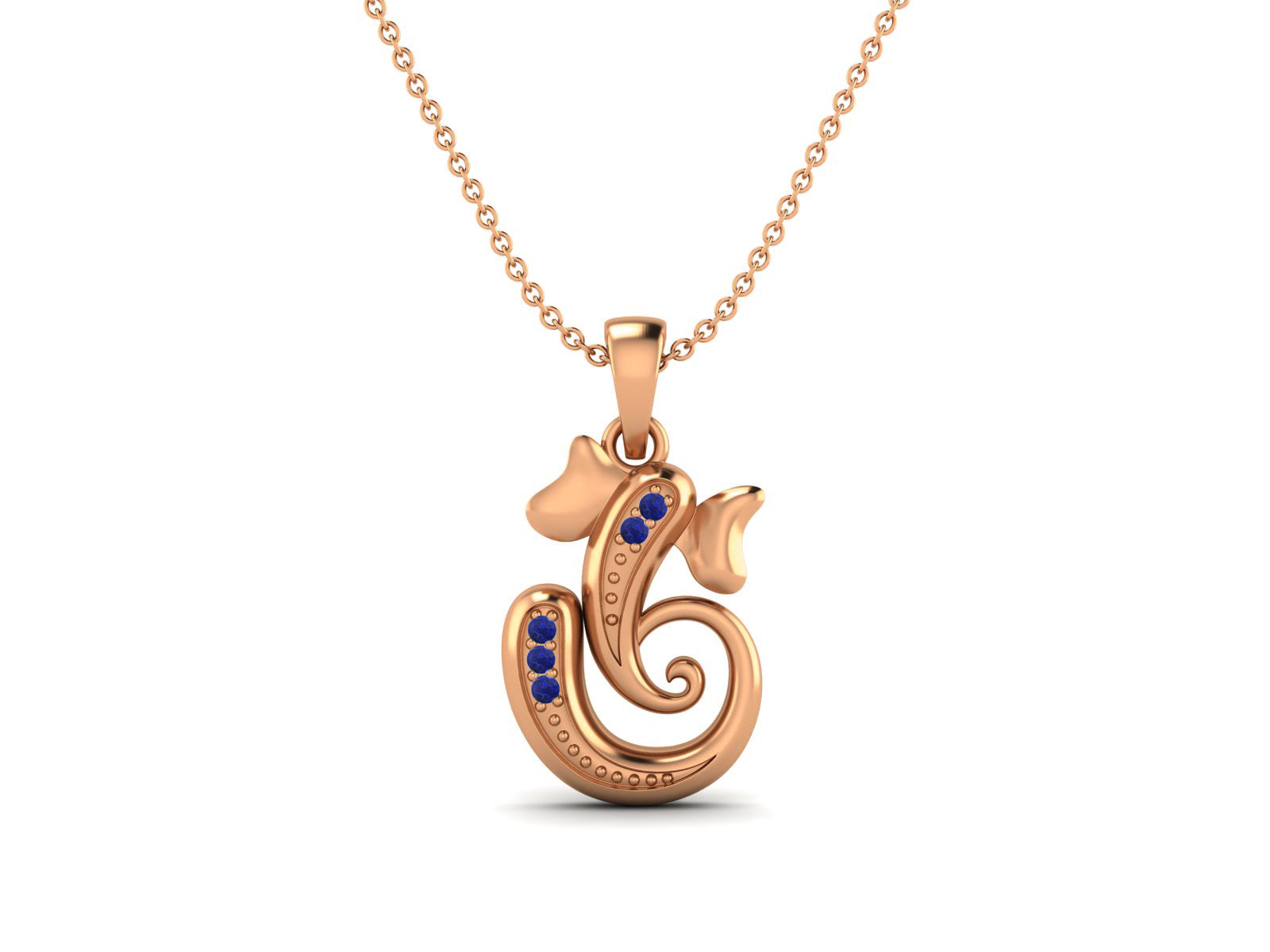 Lapis OM Ganesha Necklace - Sterling Silver