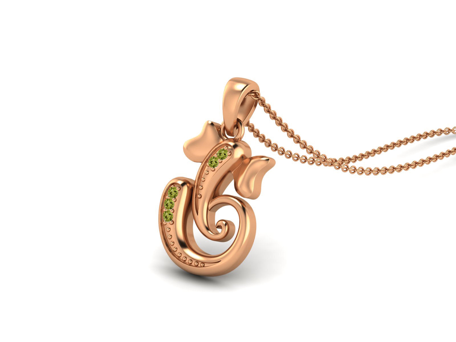 Peridot OM Ganesha Necklace - Sterling Silver