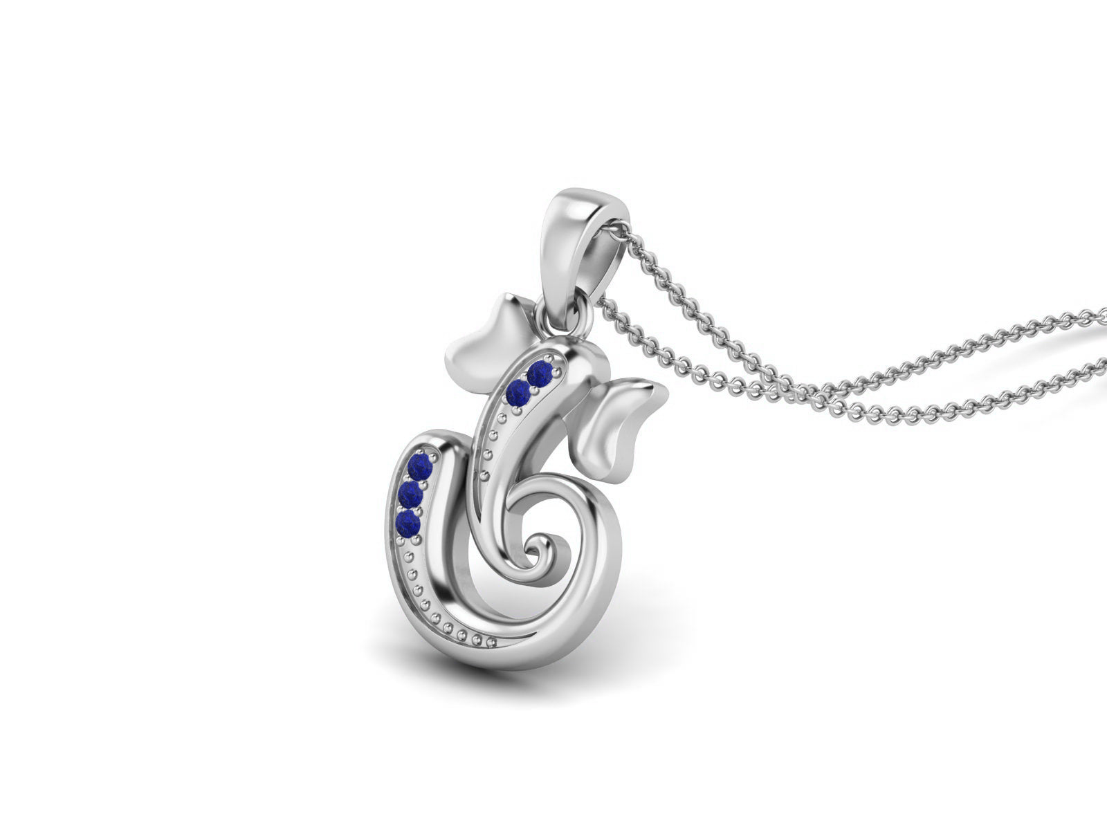 Lapis OM Ganesha Necklace - Sterling Silver