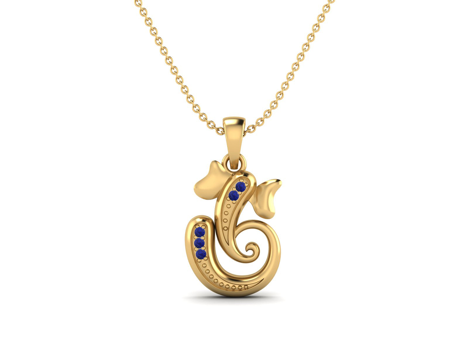 Lapis OM Ganesha Necklace - Sterling Silver