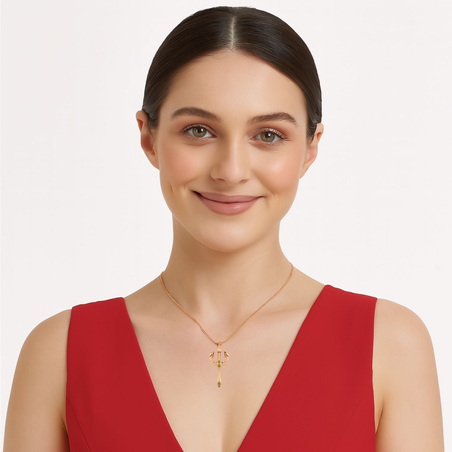 Collana Trishul Spirituale in Peridoto – Argento Sterling