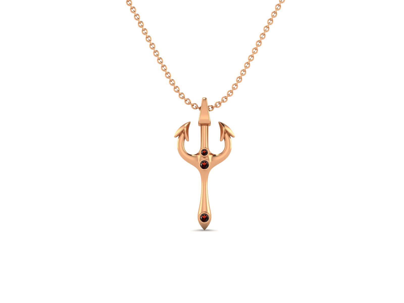 Garnet Spiritual Trishul Necklace – Sterling Silver