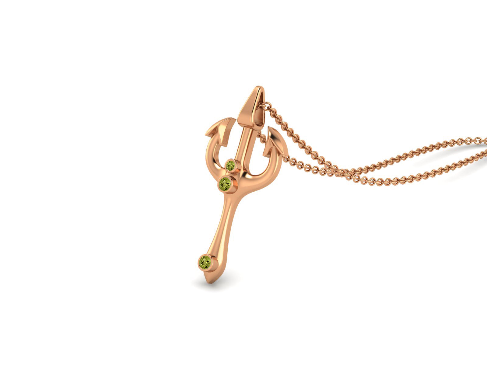 Peridot Spiritual Trishul Necklace – Sterling Silver