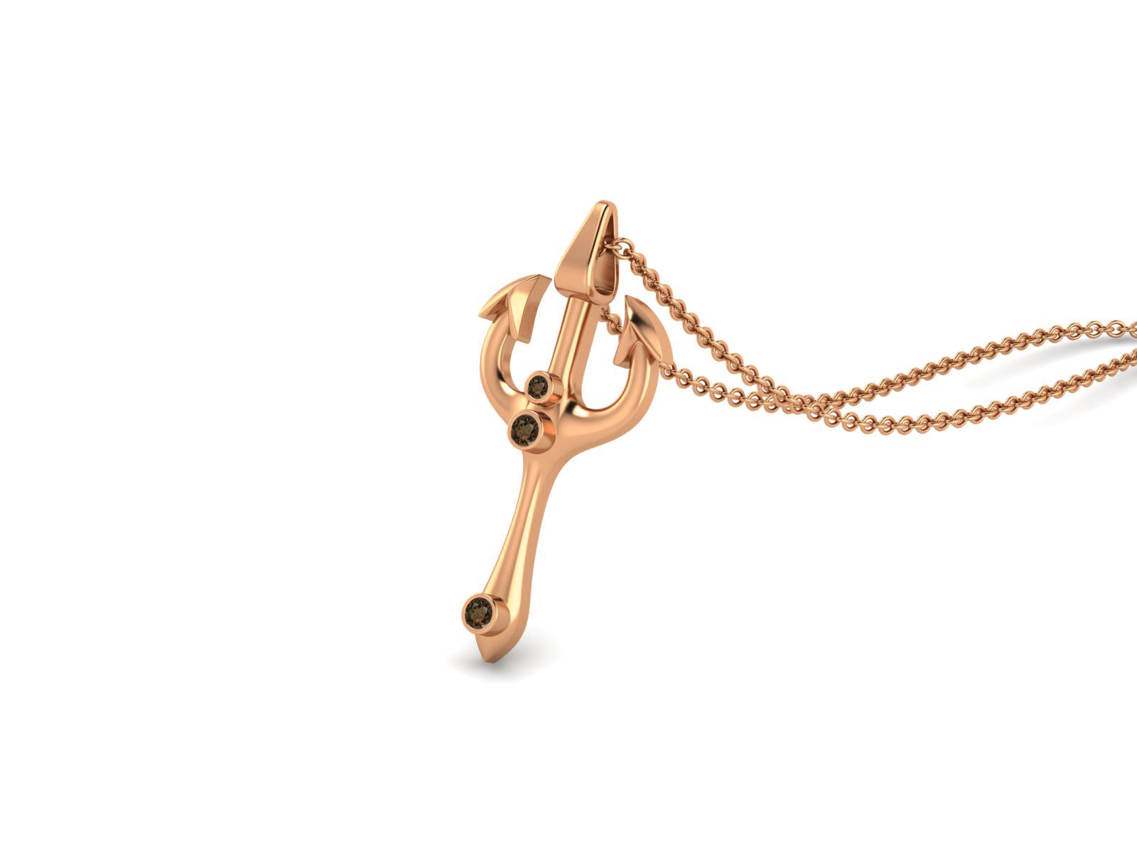 Smoky Quartz Spiritual Trishul Necklace – 925 Sterling Silver