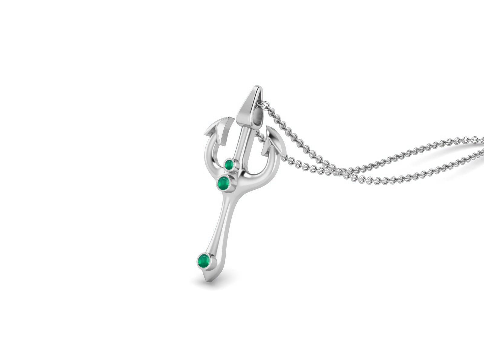 Green Onyx Spiritual Trishul Necklace – Sterling Silver