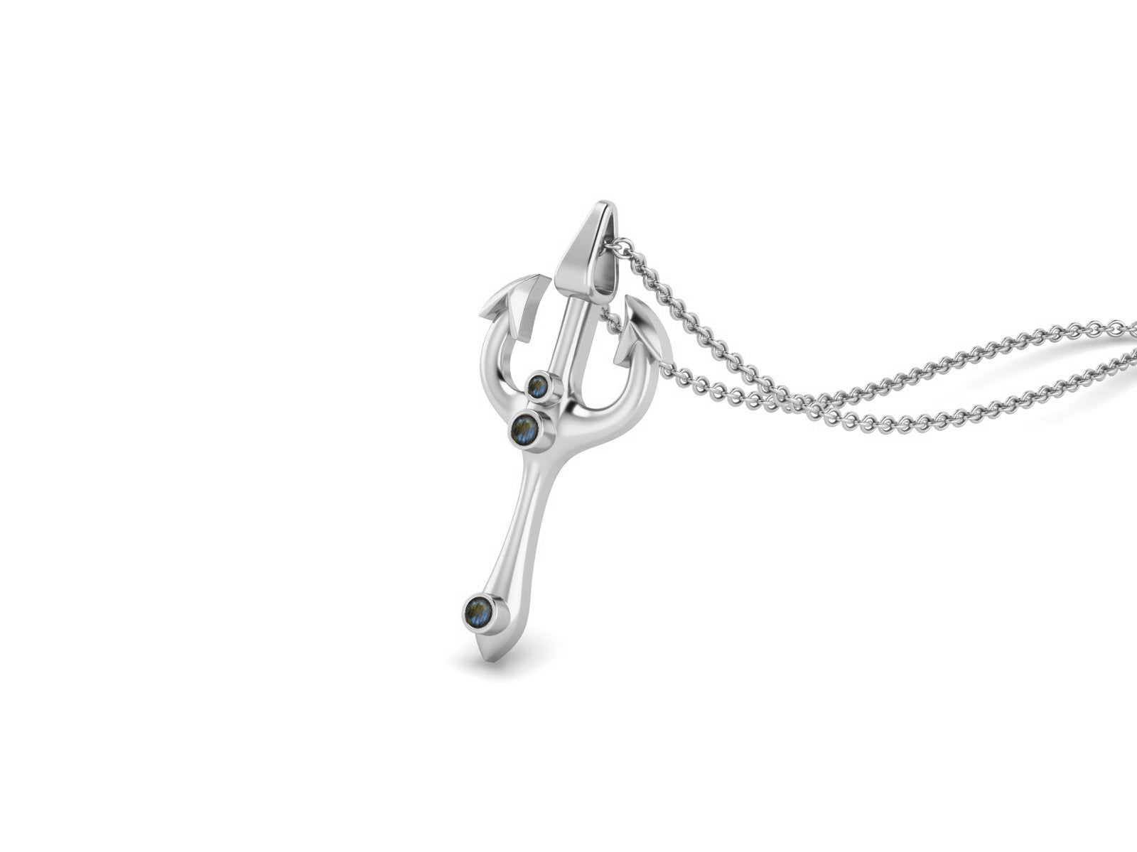 Labradorite Spiritual Trishul Necklace – Sterling Silver