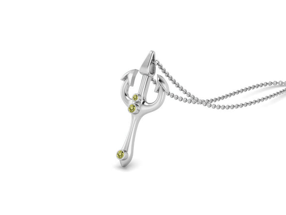 Trishul Pendant with Lemon quartz Gemstone – 925 Sterling Silver