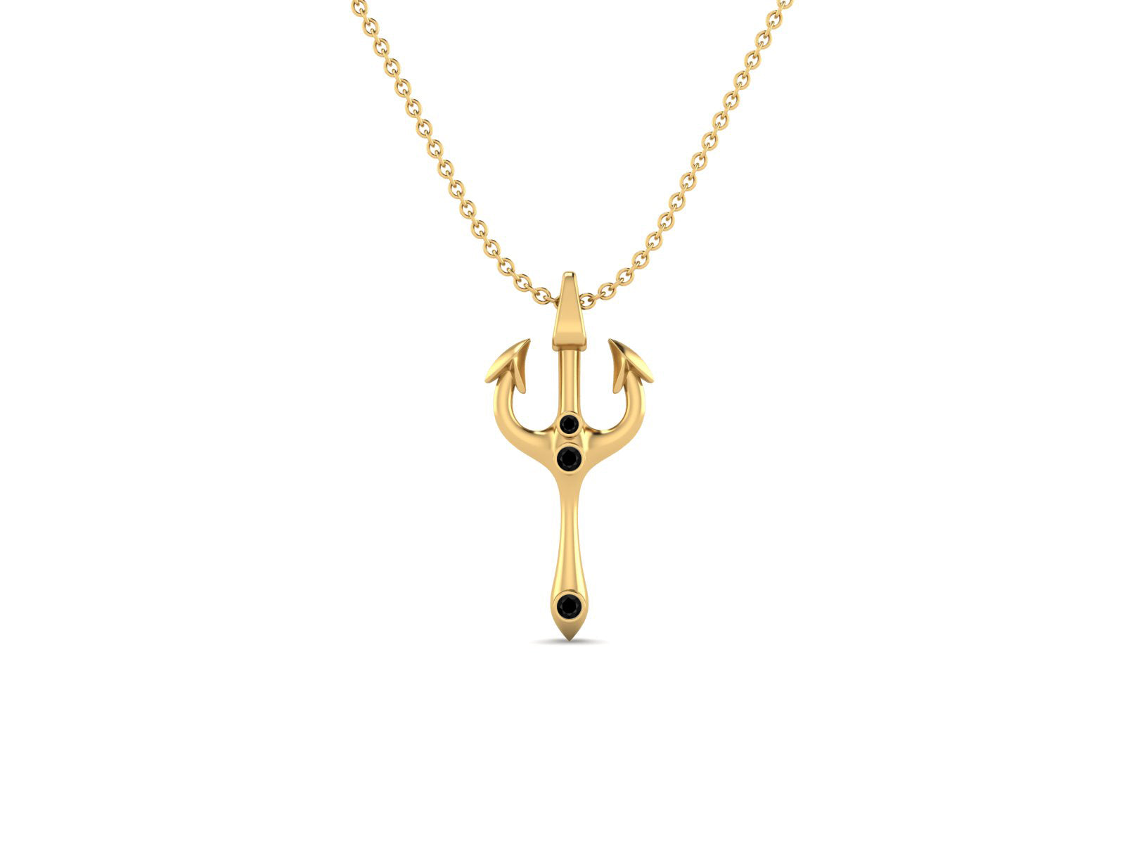 Black Spinel Spiritual Trishul Necklace – Sterling Silver