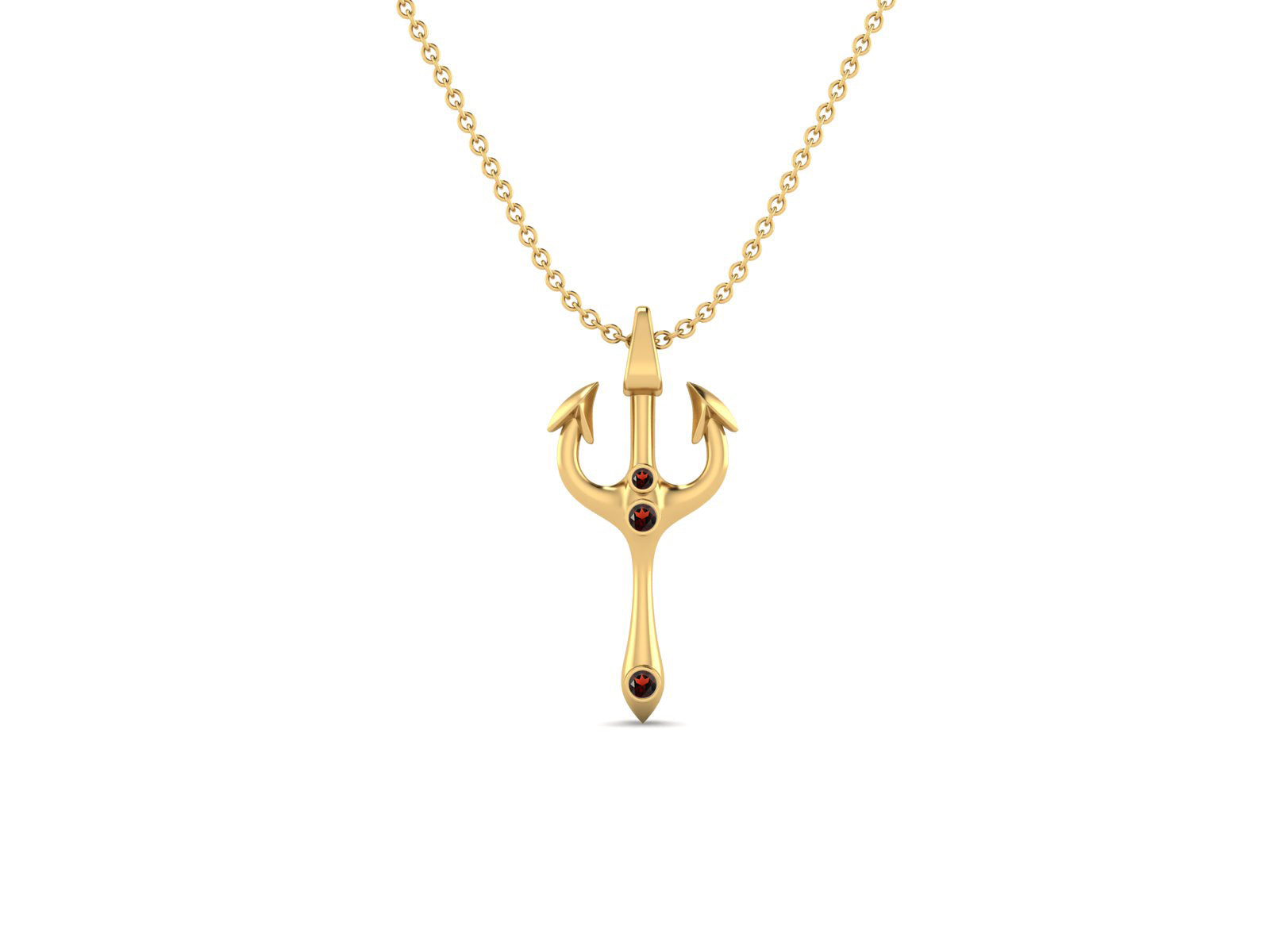 Garnet Spiritual Trishul Necklace – Sterling Silver