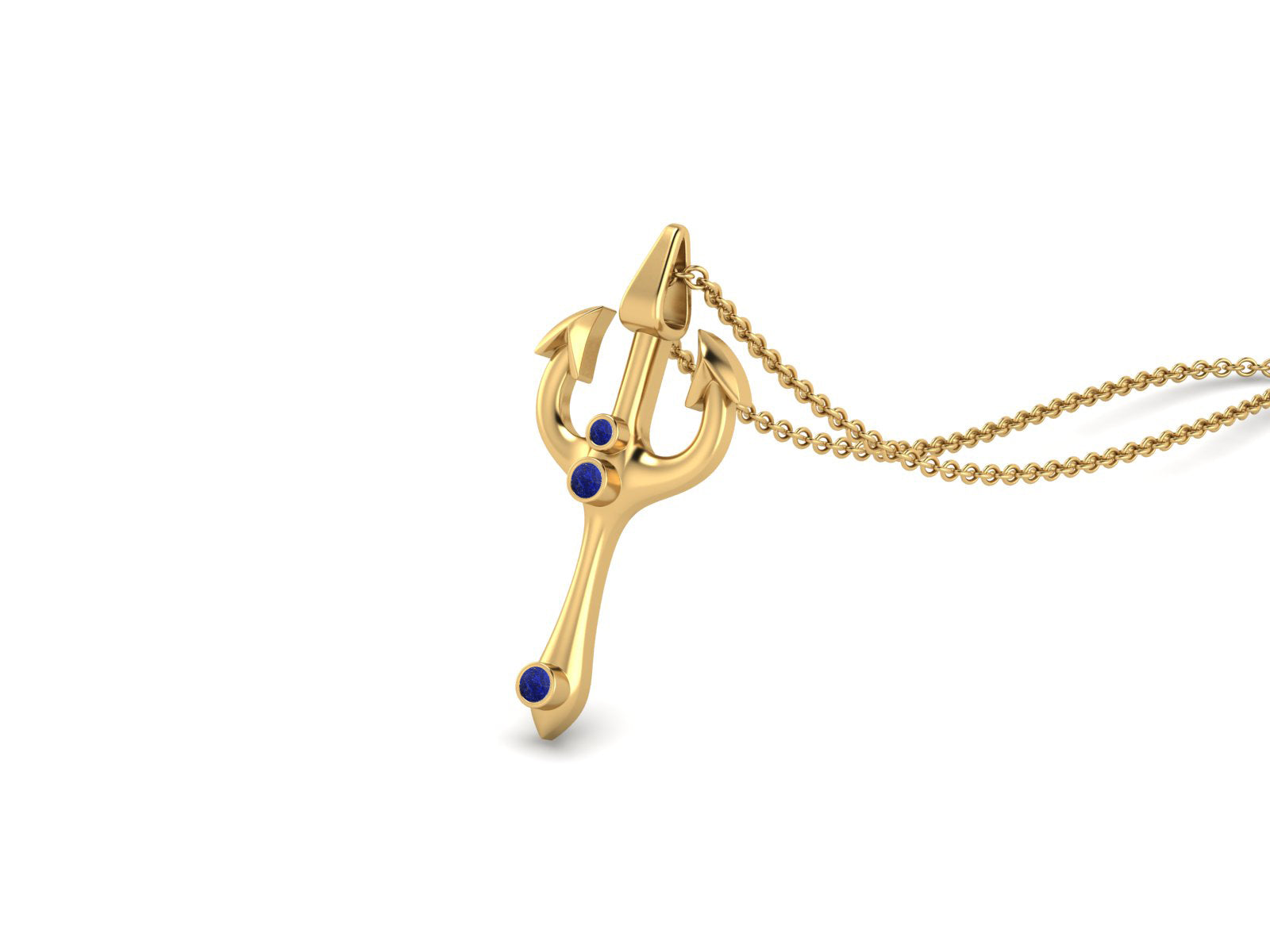 Lapis Spiritual Trishul Necklace – Sterling Silver