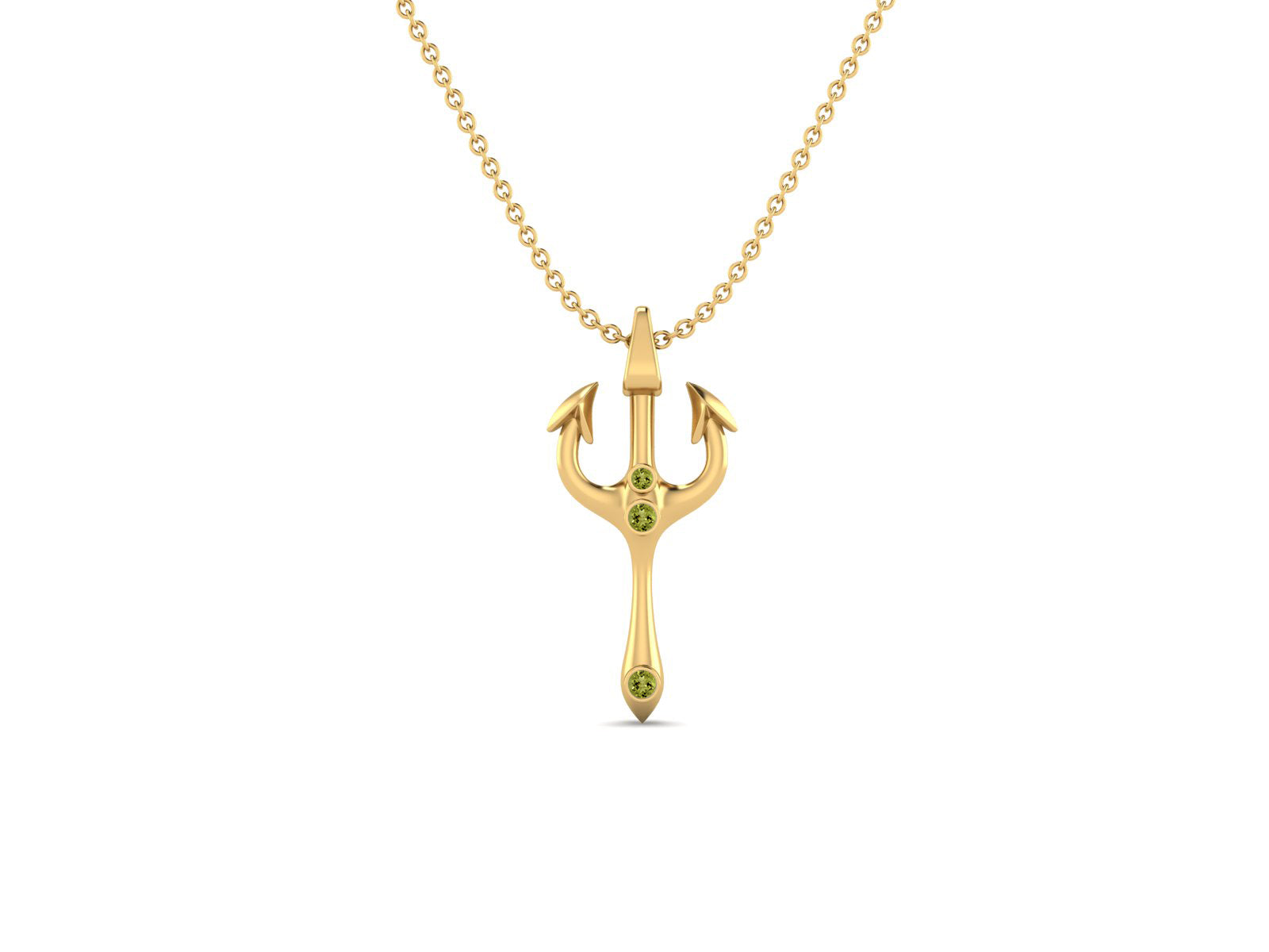 Peridot Spiritual Trishul Necklace – Sterling Silver