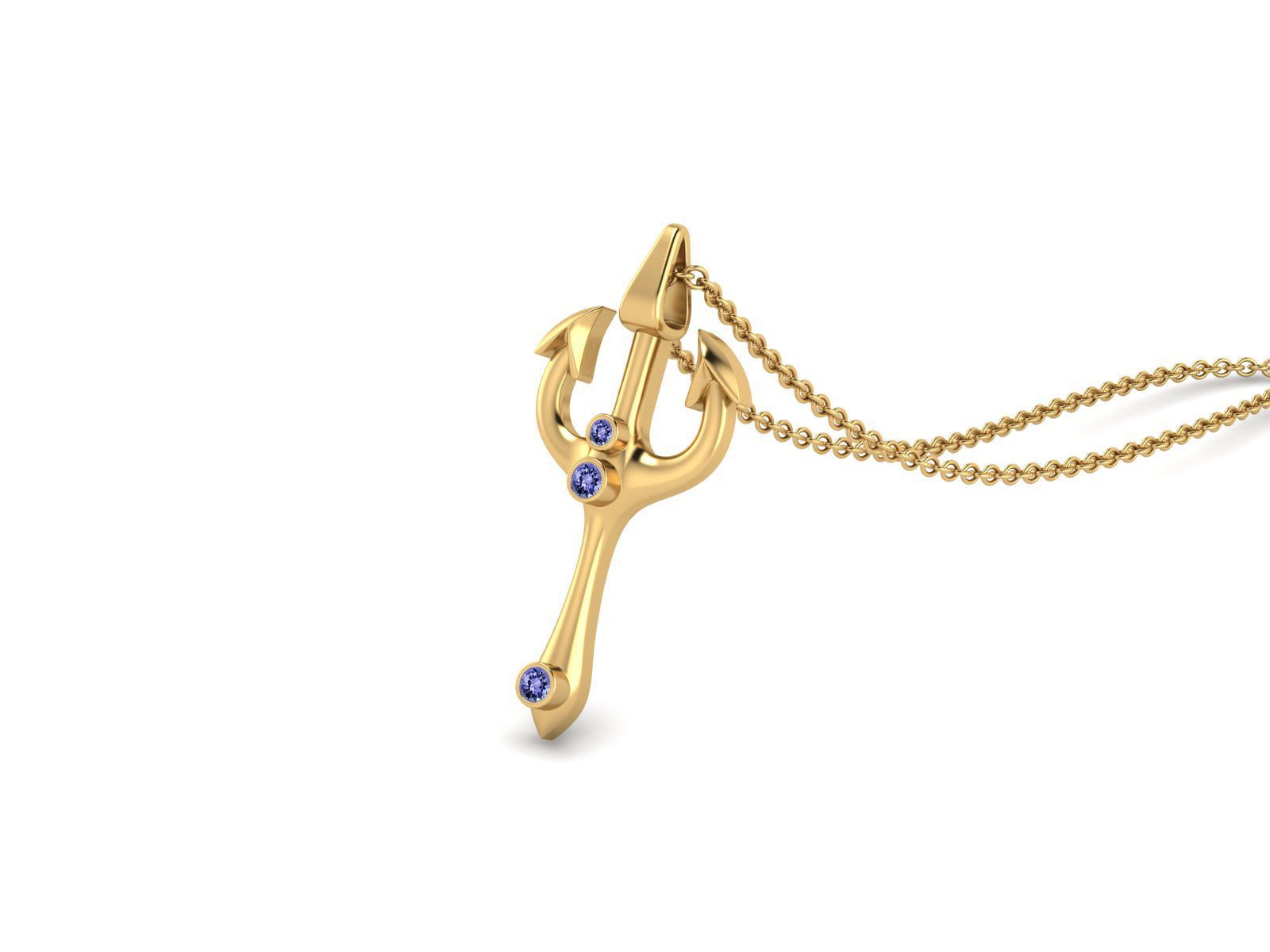 Tanzanite Spiritual Trishul Necklace – Sterling Silver