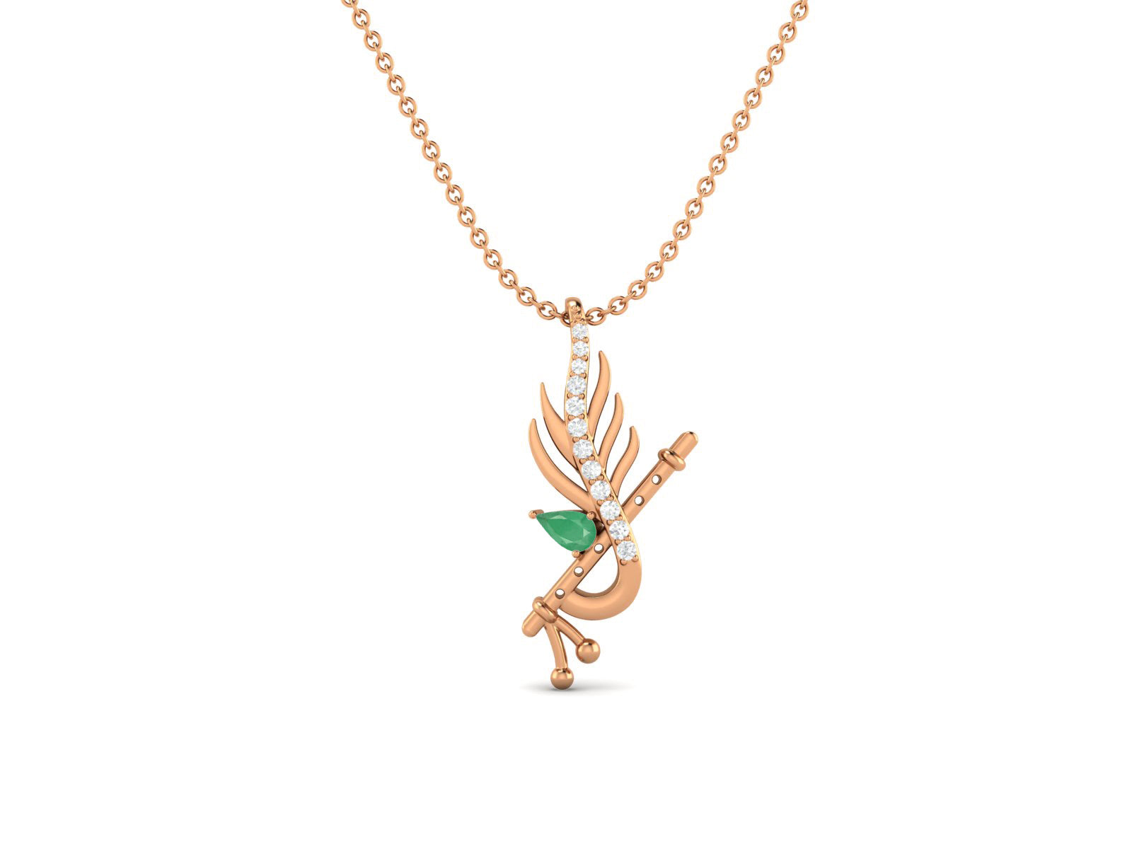 Emerald  Krishna Flute Pendant – Sterling Silver