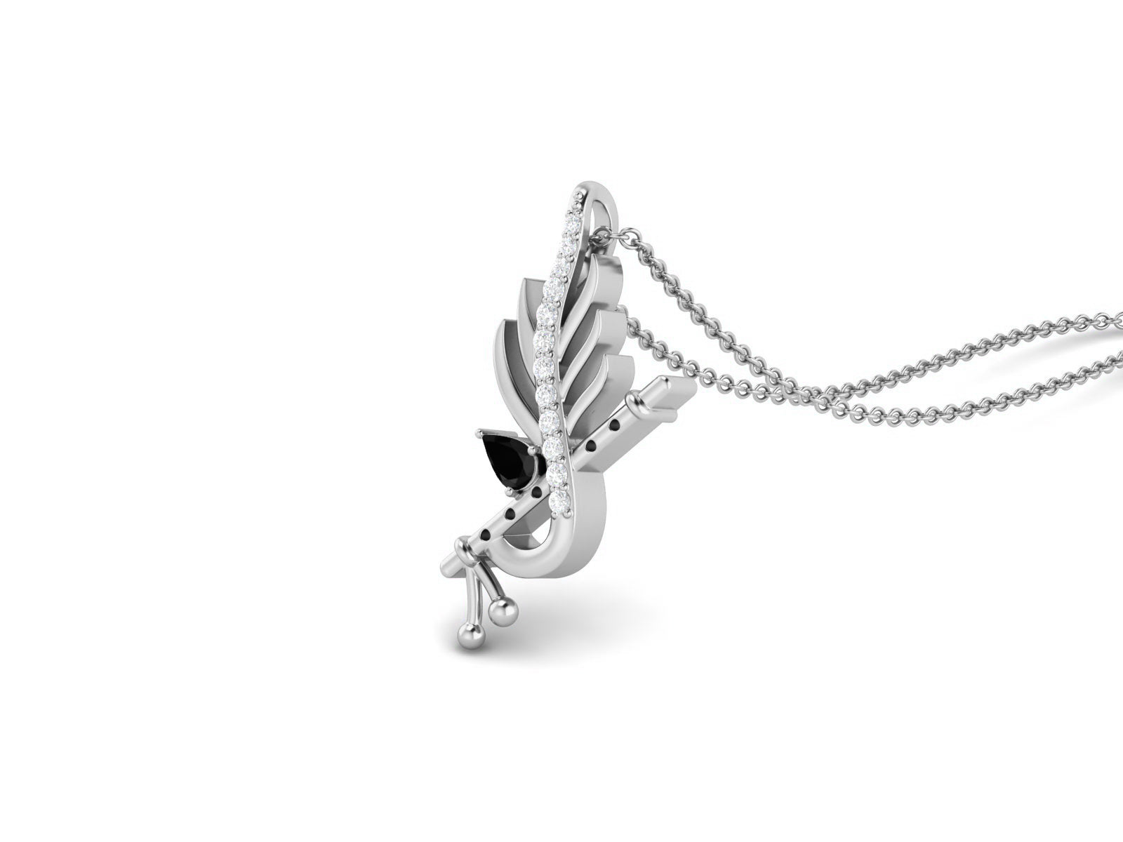 Black Spinel Krishna Flute Pendant – Sterling Silver