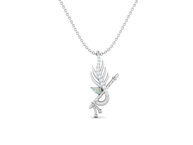 Krishna Flute Leaf 5x3mm Pear Ethiopian Opal 925 Sterling Silver Religious Men Women Pendant Necklace