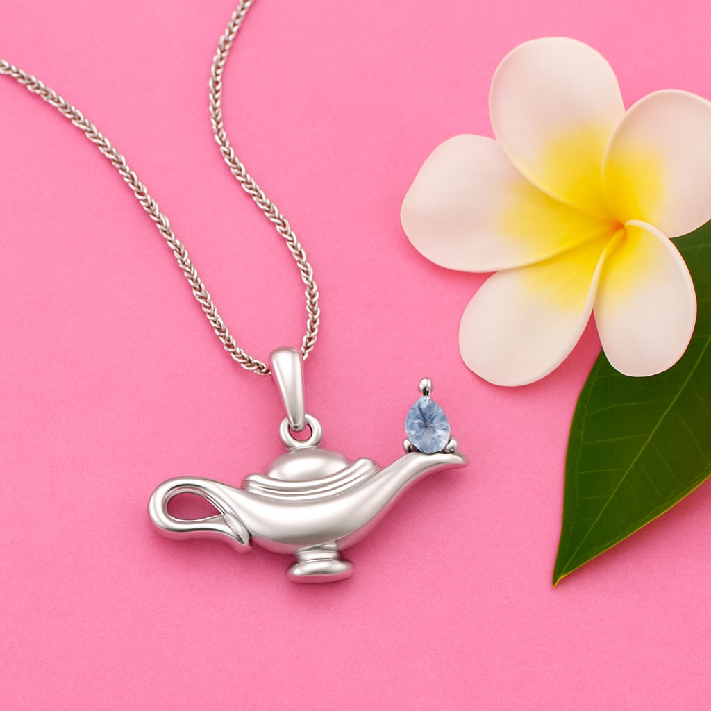 Swiss Blue Topaz Aladdin Lamp Pendant – Sterling Silver