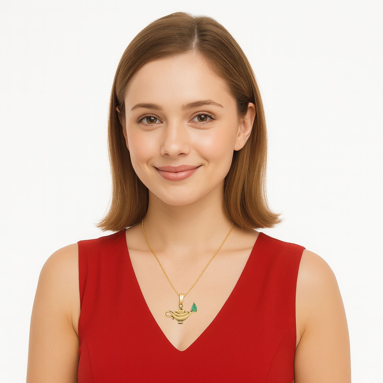 Emerald Aladdin Lamp Pendant – Sterling Silver