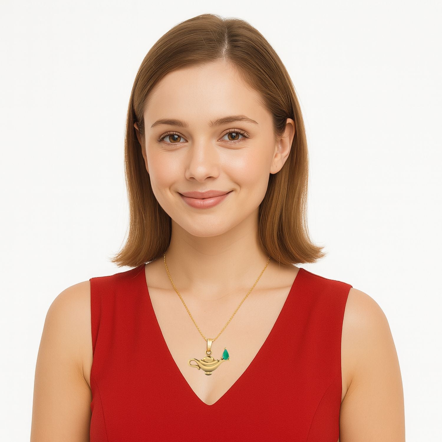 Ciondolo lampada di Aladino in onice verde – Argento Sterling
