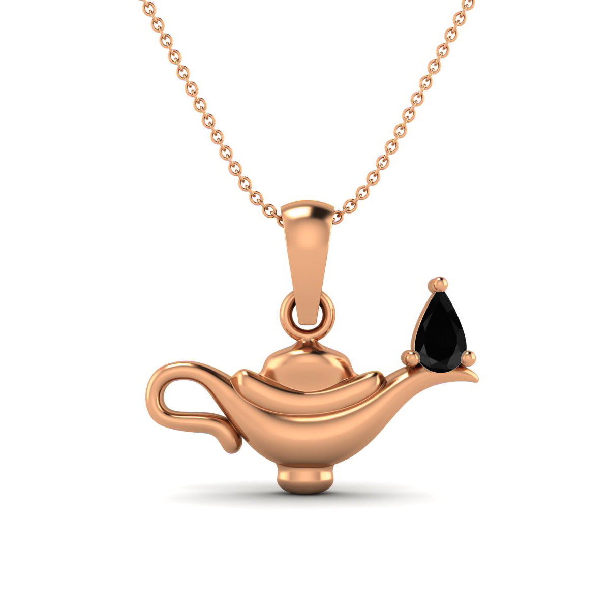 Black Spinel Aladdin Lamp Pendant – Sterling Silver