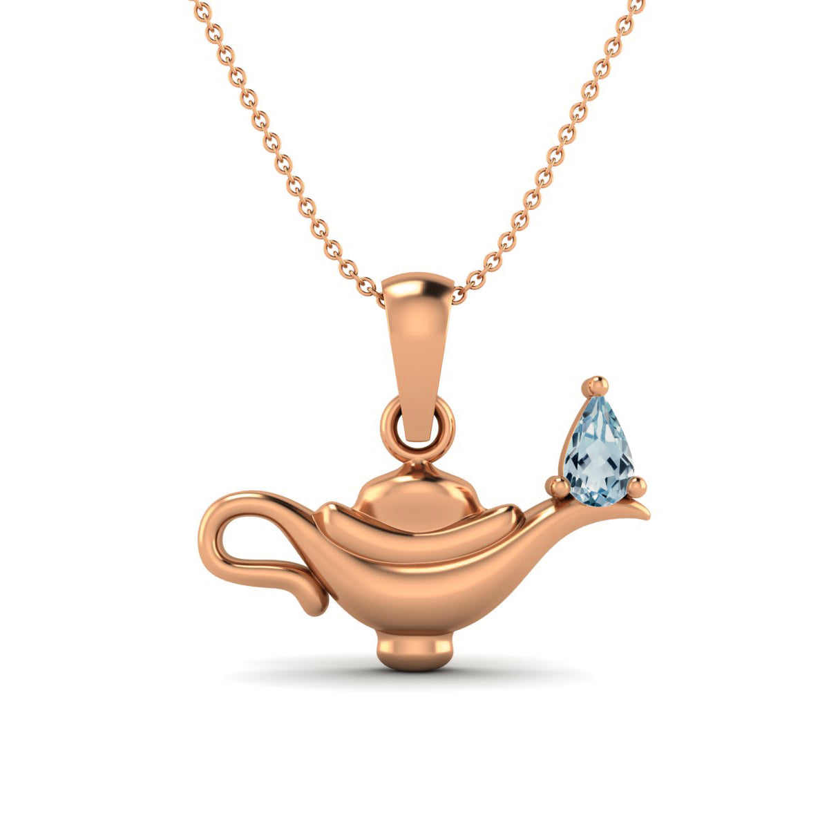 Blue Topaz Aladdin Lamp Pendant – Sterling Silver