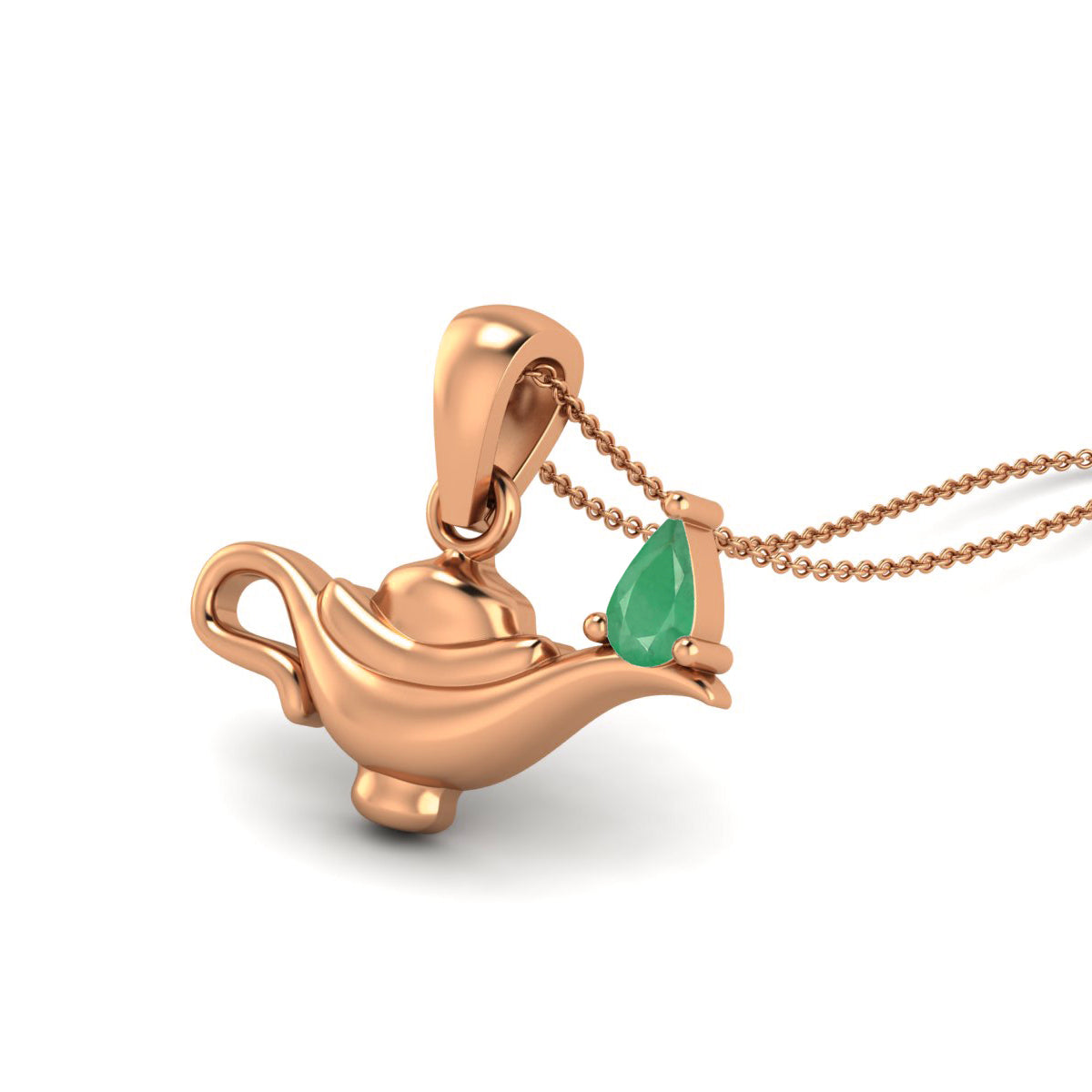 Emerald Aladdin Lamp Pendant – Sterling Silver