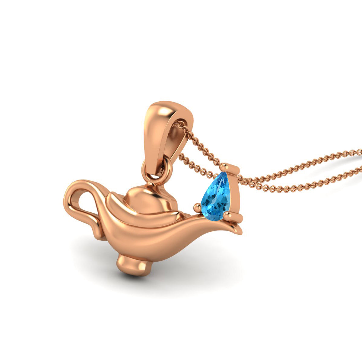 Swiss Blue Topaz Aladdin Lamp Pendant – Sterling Silver