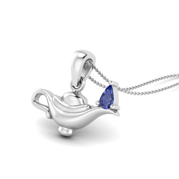 5x3MM Pear Tanzanite Gemstone 925 Sterling Silver Dainty Aladdin Lamp Charm Pendant Necklace