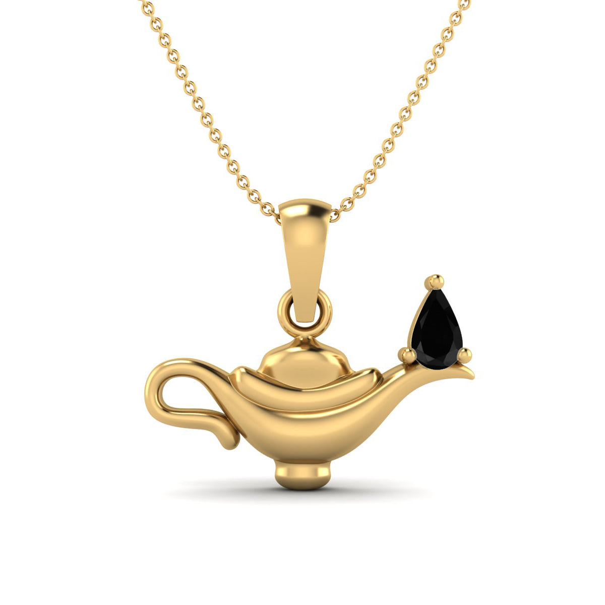 Black Spinel Aladdin Lamp Pendant – Sterling Silver