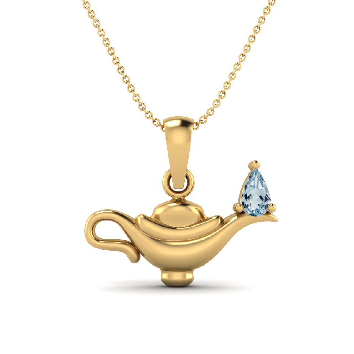 Blue Topaz Aladdin Lamp Pendant – Sterling Silver