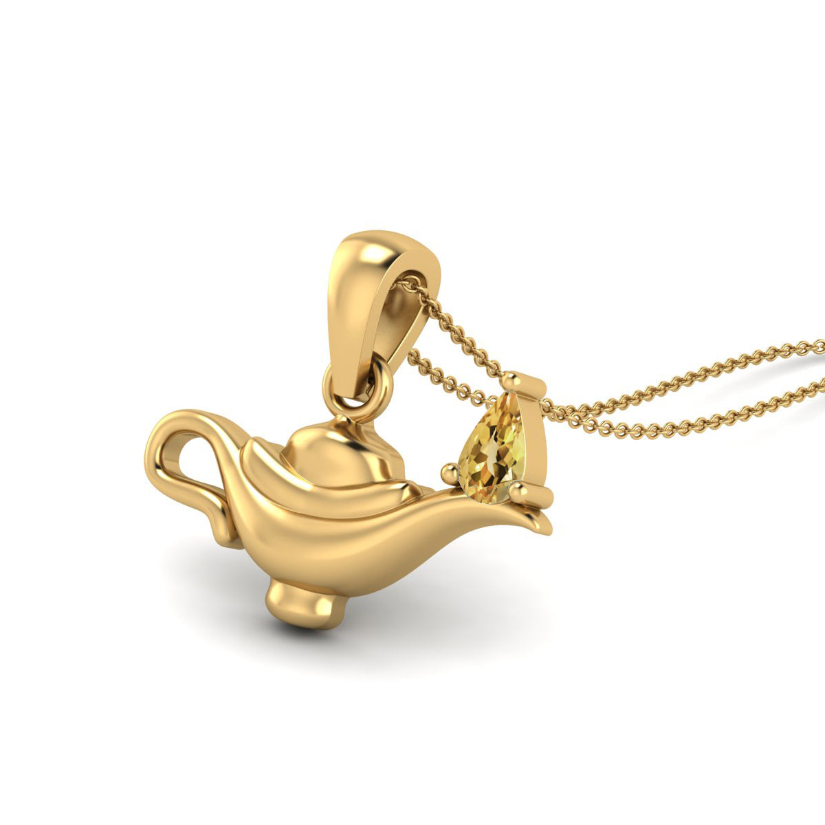 Citrine Aladdin Lamp Pendant – Sterling Silver