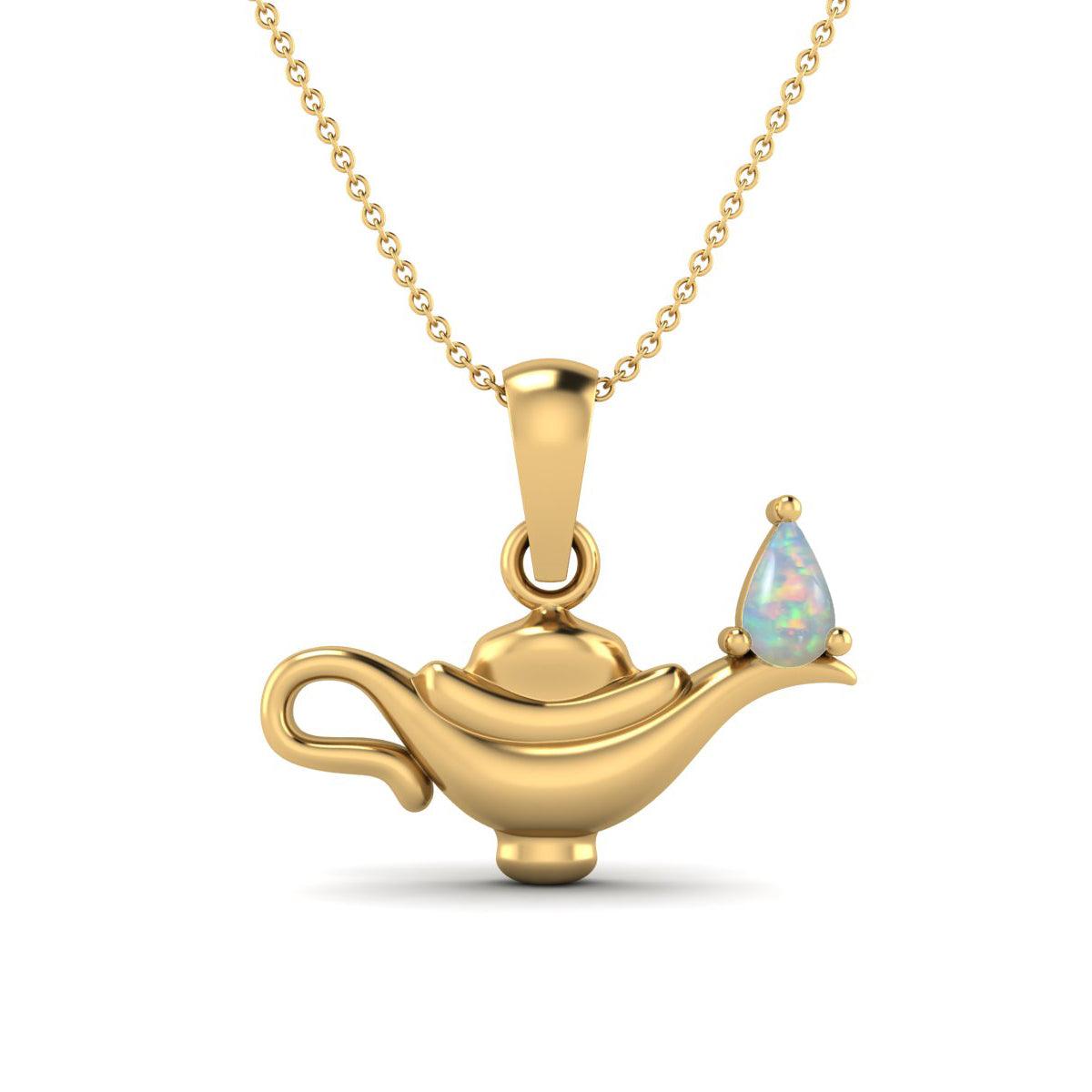 Opal Aladdin Lamp Pendant – Sterling Silver