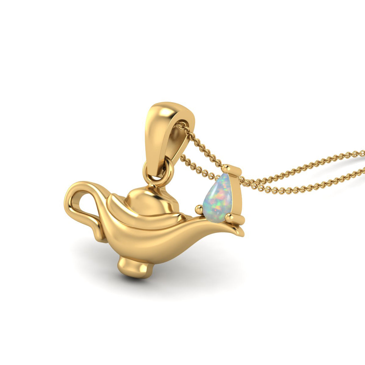 Opal Aladdin Lamp Pendant – Sterling Silver