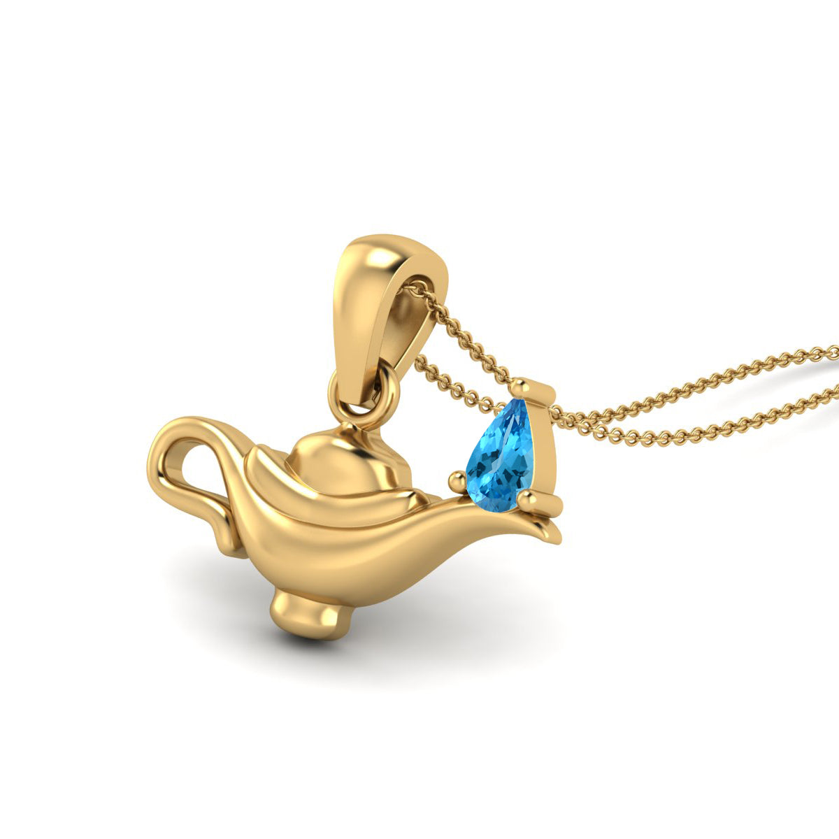Swiss Blue Topaz Aladdin Lamp Pendant – Sterling Silver