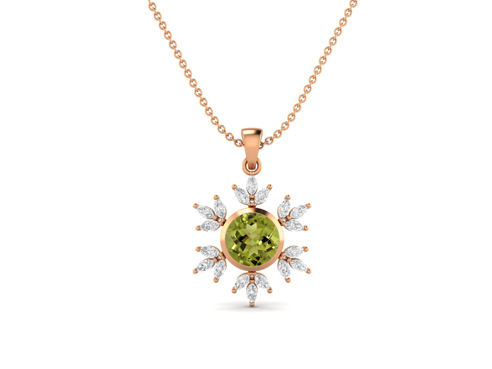 Collana con fiocco di neve e stella in peridoto - Argento Sterling