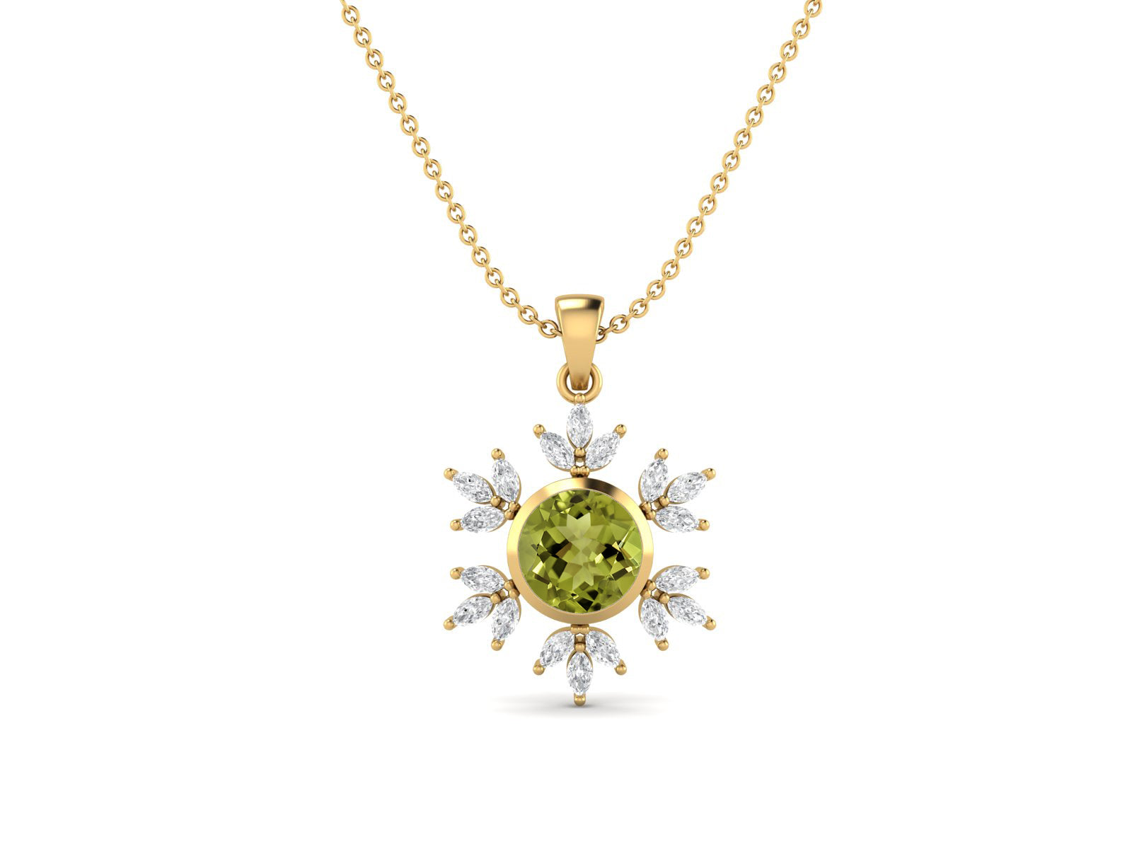 Collana con fiocco di neve e stella in peridoto - Argento Sterling