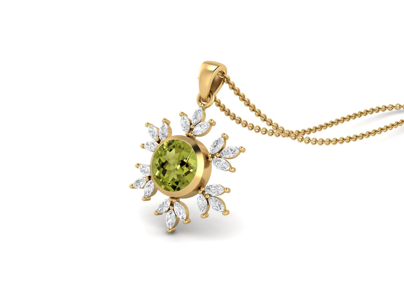 Collana con fiocco di neve e stella in peridoto - Argento Sterling