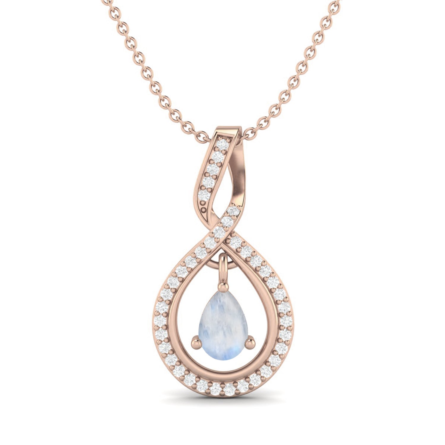 Moonstone Infinity Teardrop Pendant - Sterling Silver