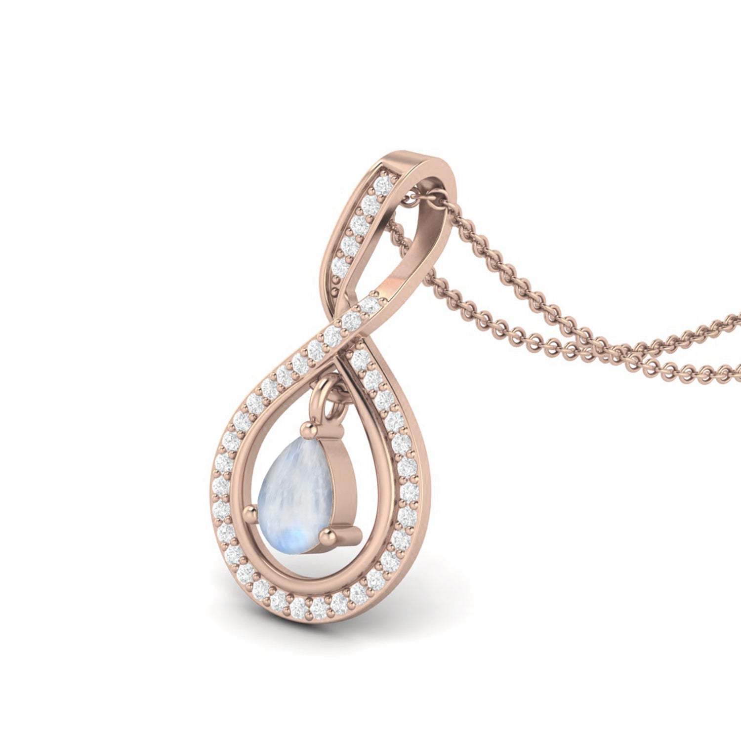 Moonstone Infinity Teardrop Pendant - Sterling Silver