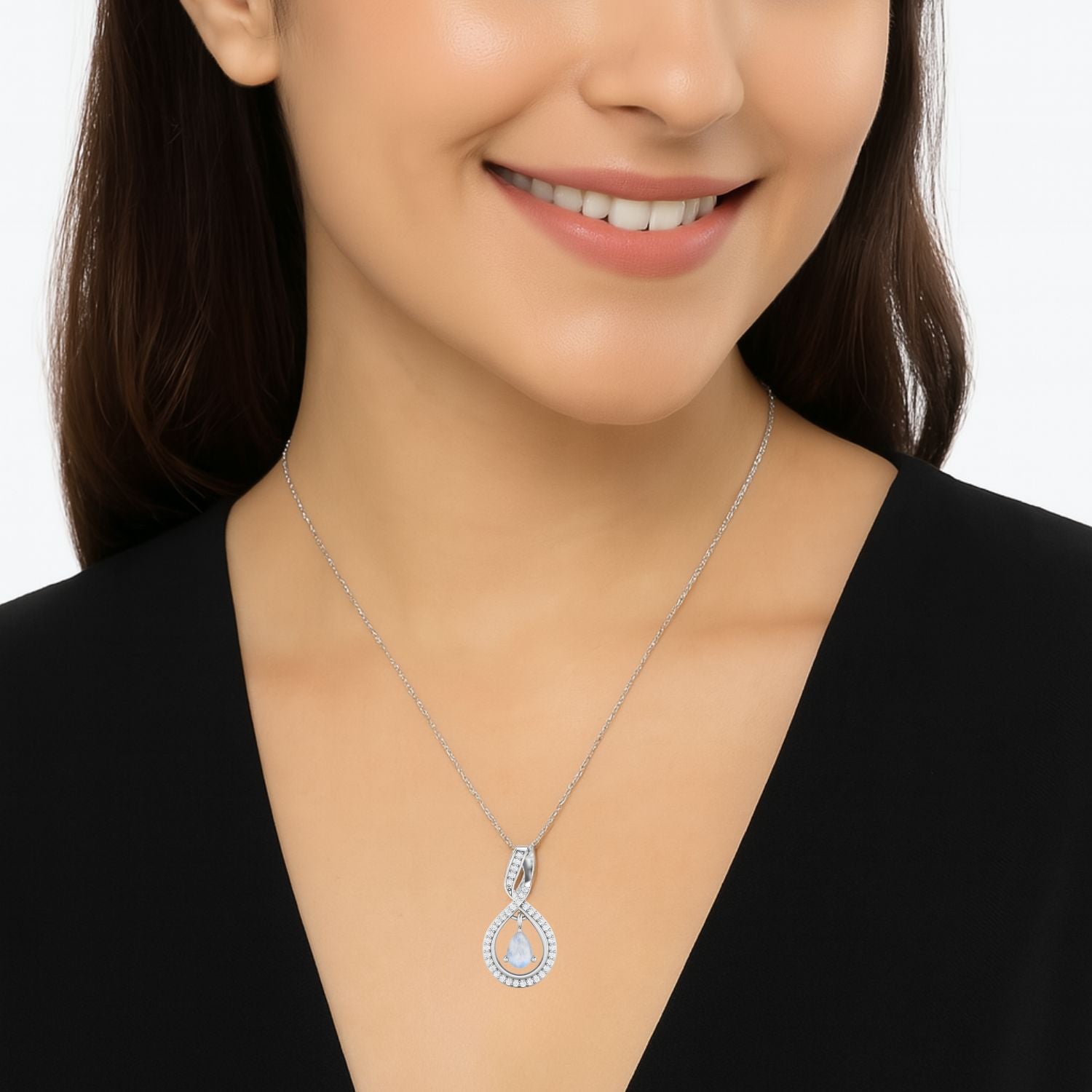Moonstone Infinity Teardrop Pendant - Sterling Silver
