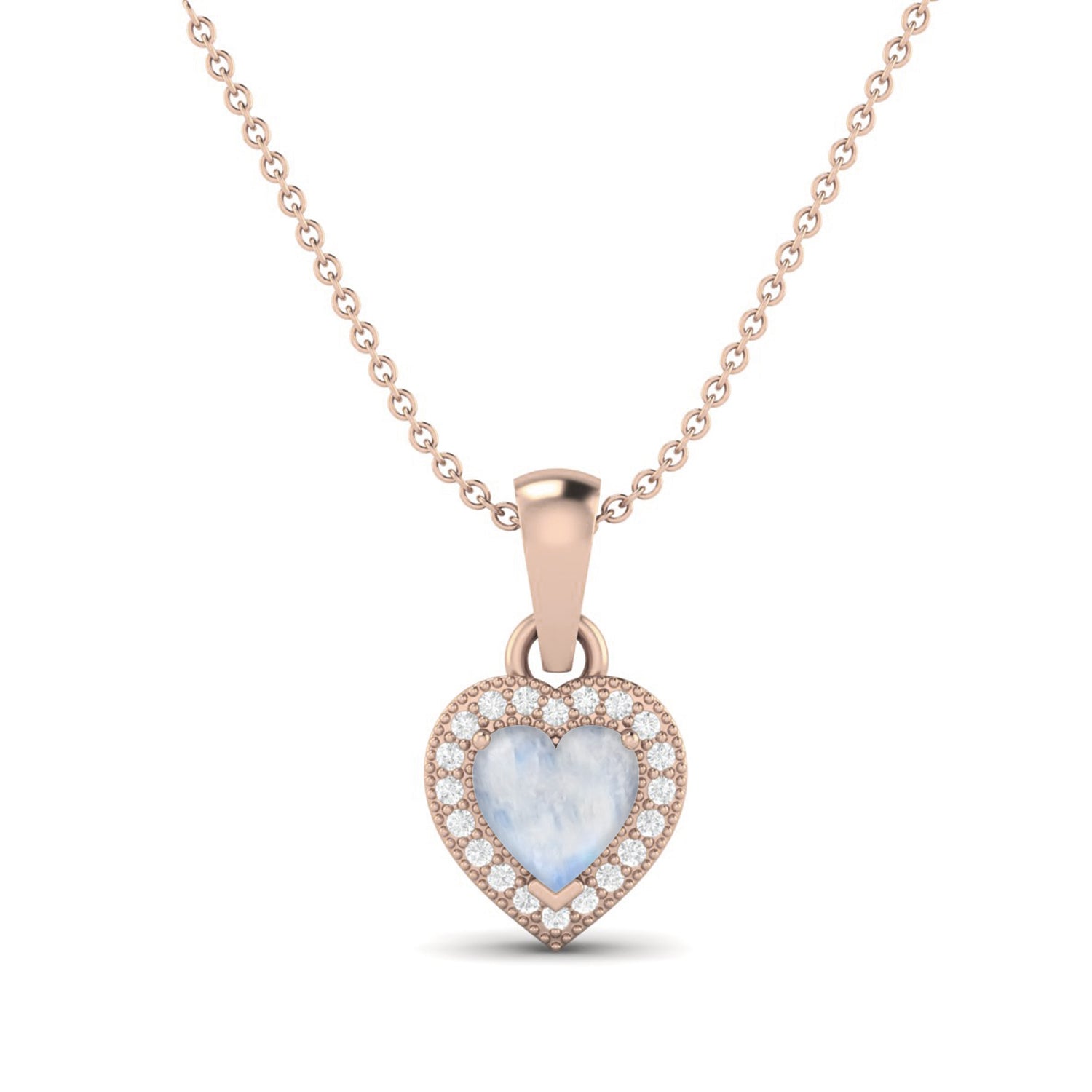 Moonstone Halo Accent Pendant - Sterling Silver