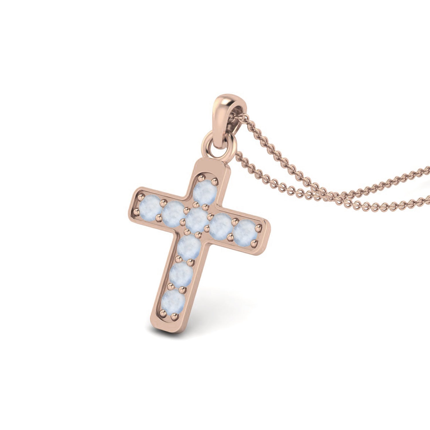 Moonstone Religious Cross Pendant -Sterling Silver