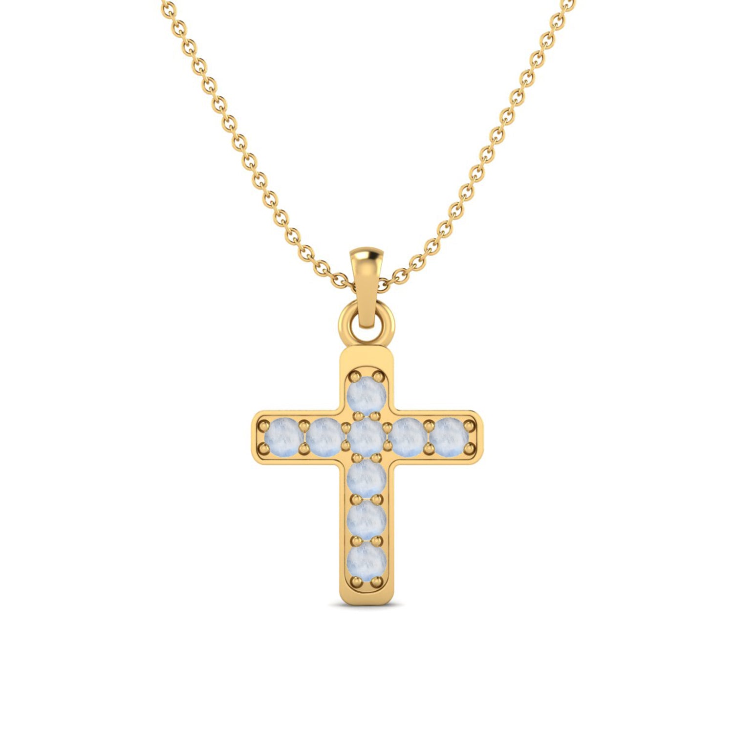 Moonstone Religious Cross Pendant -Sterling Silver